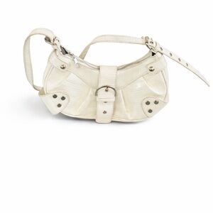 Unbranded Cream Croc Embossed Shoulder Bag Buckle Detail Y2K Baguette Purse